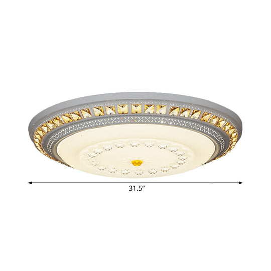 Contemporary Led Crystal Accent Ceiling Light Fixture - White 19.5/23.5/31.5 Width