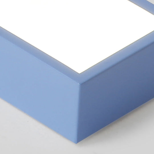 10/14 Wide Flush Mount Arrow Led Ceiling Light Fixture In Minimalist Acrylic Grey/Yellow/Blue Design