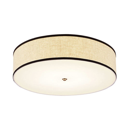 Plafonnier à tambour en tissu minimaliste - Lampe encastrée à LED blanche (16"/19,5"/23,5" de diamètre)