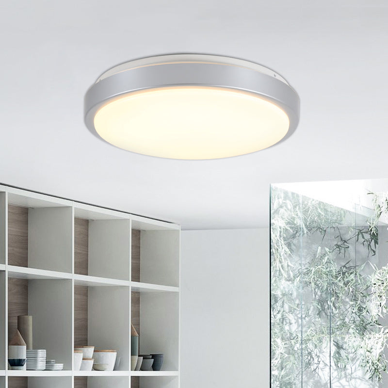 Modern LED Flush Mount Ceiling Light in Silver with Acrylic Shade, Available in 3 Sizes and Warm/White Light for Living Rooms