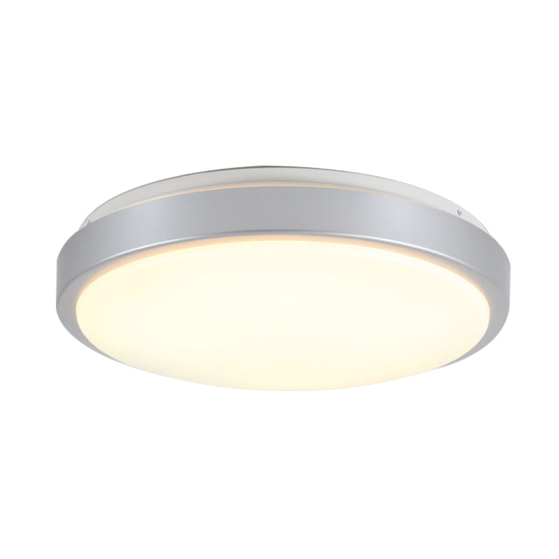 Modern LED Flush Mount Ceiling Light in Silver with Acrylic Shade, Available in 3 Sizes and Warm/White Light for Living Rooms