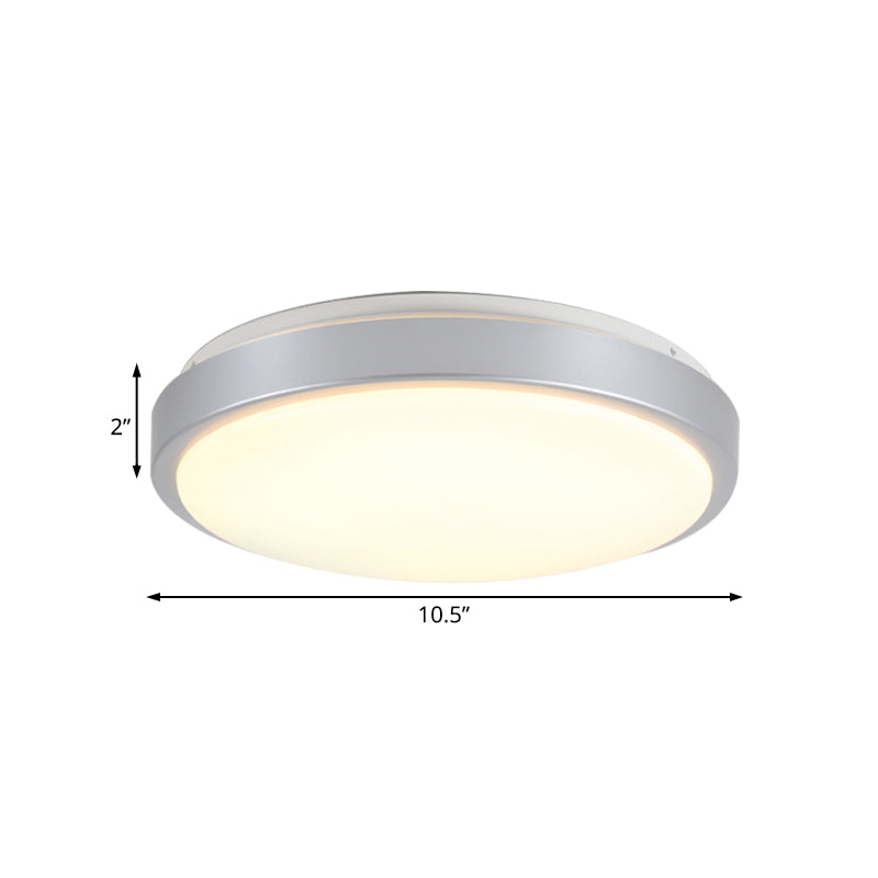 Modern LED Flush Mount Ceiling Light in Silver with Acrylic Shade, Available in 3 Sizes and Warm/White Light for Living Rooms