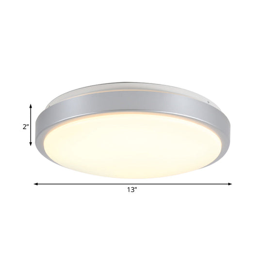 Modern LED Flush Mount Ceiling Light in Silver with Acrylic Shade, Available in 3 Sizes and Warm/White Light for Living Rooms