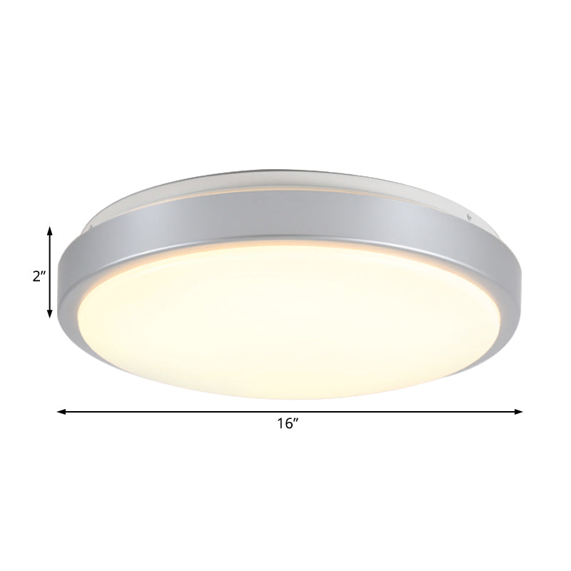 Modern LED Flush Mount Ceiling Light in Silver with Acrylic Shade, Available in 3 Sizes and Warm/White Light for Living Rooms