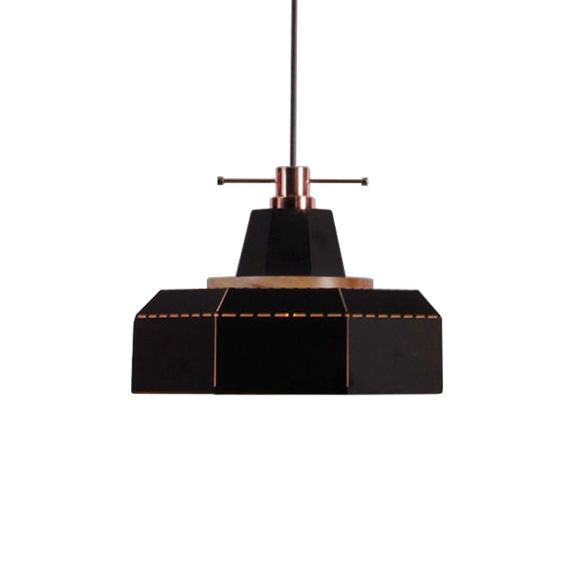 Modern Metal And Wood Pendant Light - Cylinder/Diamond Shade 1 Black/White