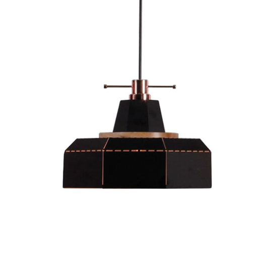 Modern Metal And Wood Pendant Light - Cylinder/Diamond Shade 1 Black/White