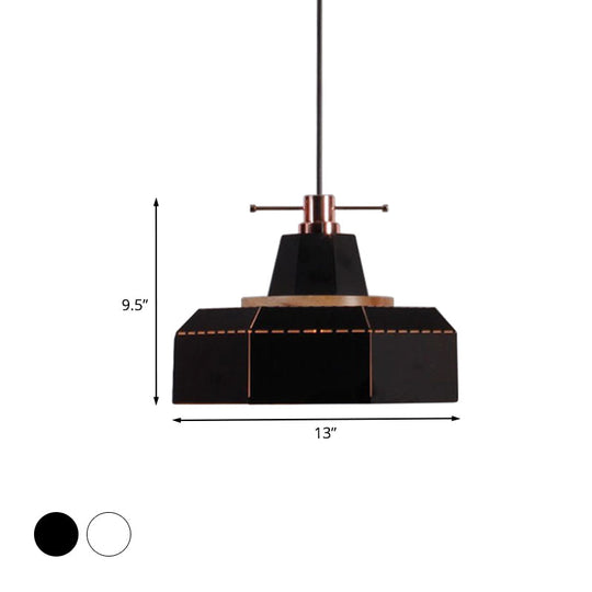 Modern Metal And Wood Pendant Light - Cylinder/Diamond Shade 1 Black/White