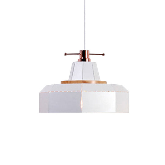 Modern Metal And Wood Pendant Light - Cylinder/Diamond Shade 1 Black/White