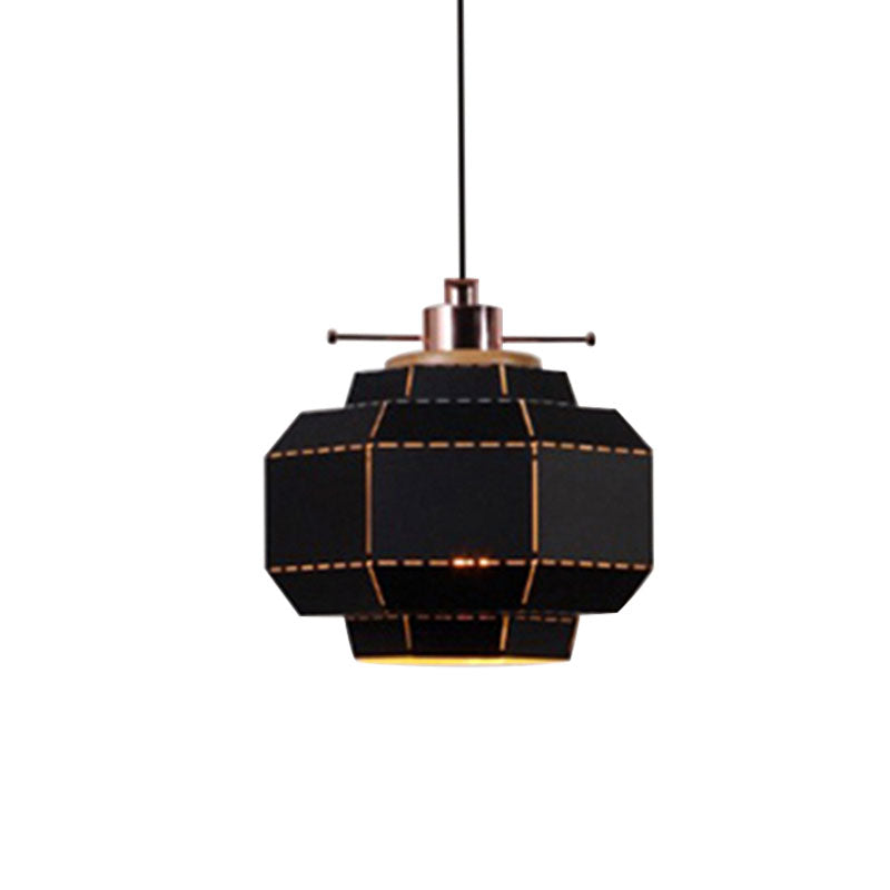 Modern Metal and Wood Pendant Light with Cylinder/Diamond Shade - 1 Light, Black/White