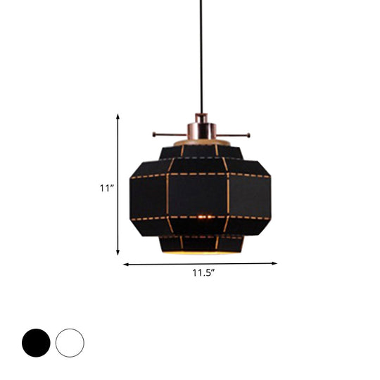 Modern Metal and Wood Pendant Light with Cylinder/Diamond Shade - 1 Light, Black/White