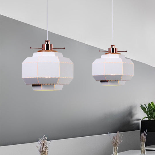 Modern Metal and Wood Pendant Light with Cylinder/Diamond Shade - 1 Light, Black/White