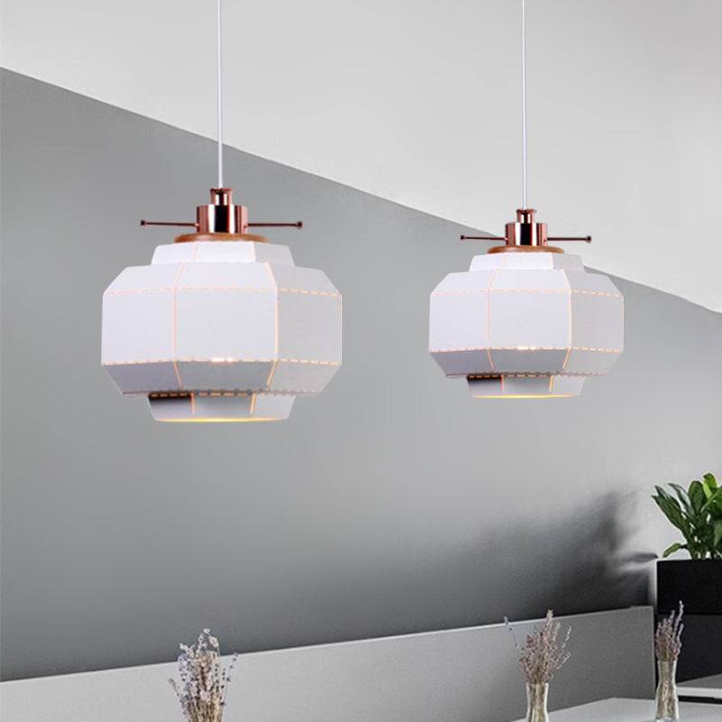 Modern Metal And Wood Pendant Light - Cylinder/Diamond Shade 1 Black/White White / B
