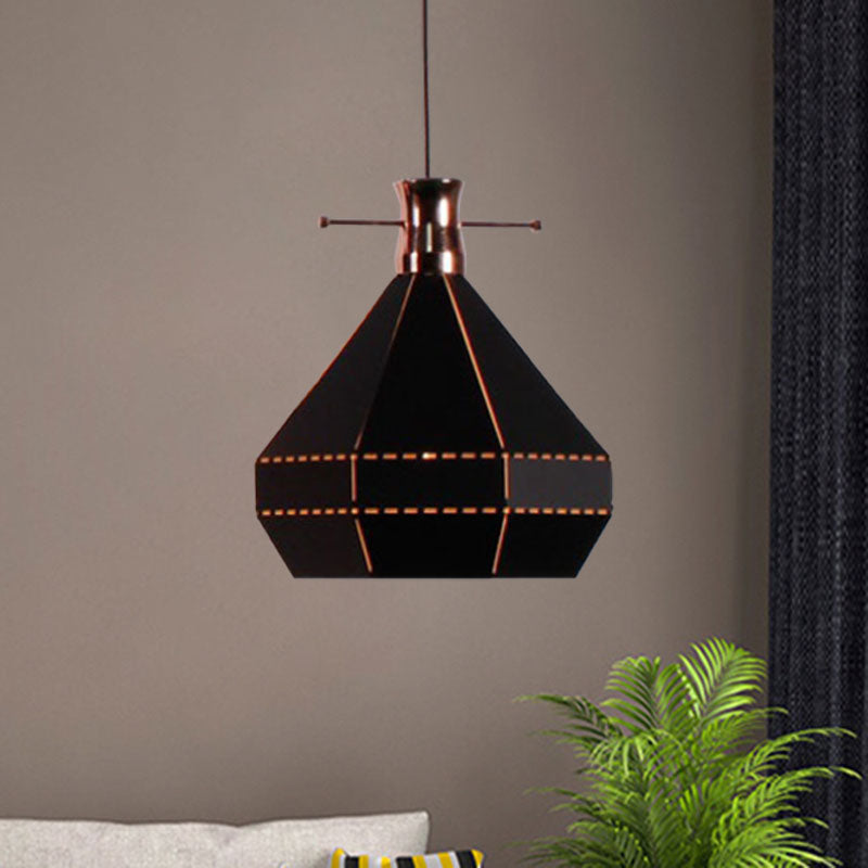 Modern Metal And Wood Pendant Light - Cylinder/Diamond Shade 1 Black/White Black / C