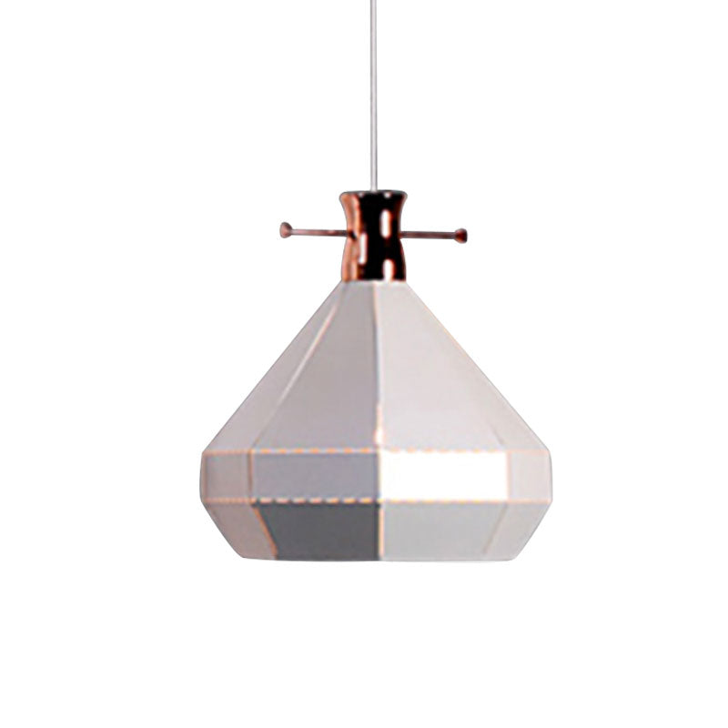 Modern Metal and Wood Pendant Light with Cylinder/Diamond Shade - 1 Light, Black/White