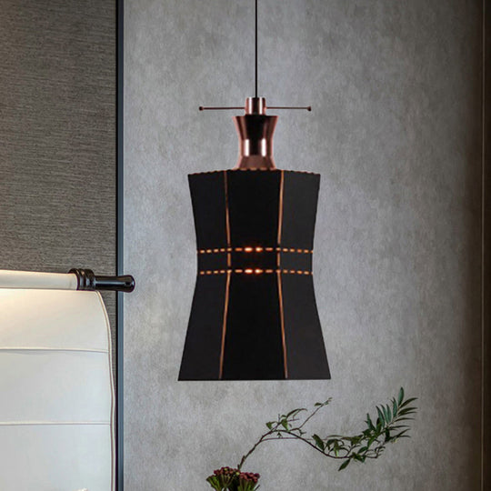 Modern Metal and Wood Pendant Light with Cylinder/Diamond Shade - 1 Light, Black/White