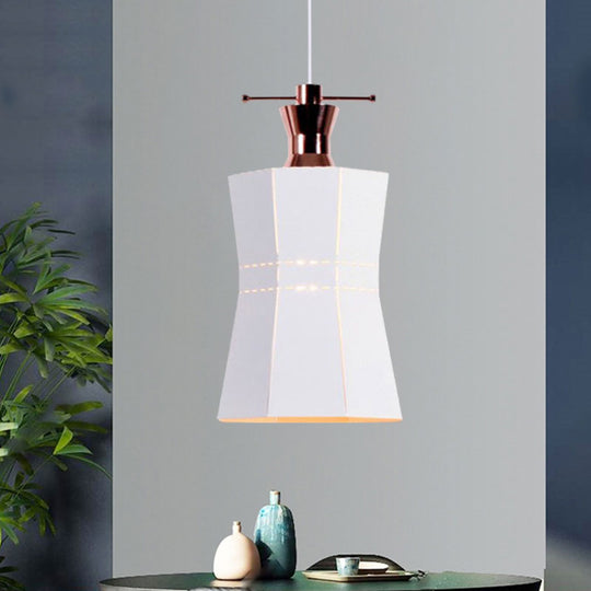 Modern Metal and Wood Pendant Light with Cylinder/Diamond Shade - 1 Light, Black/White