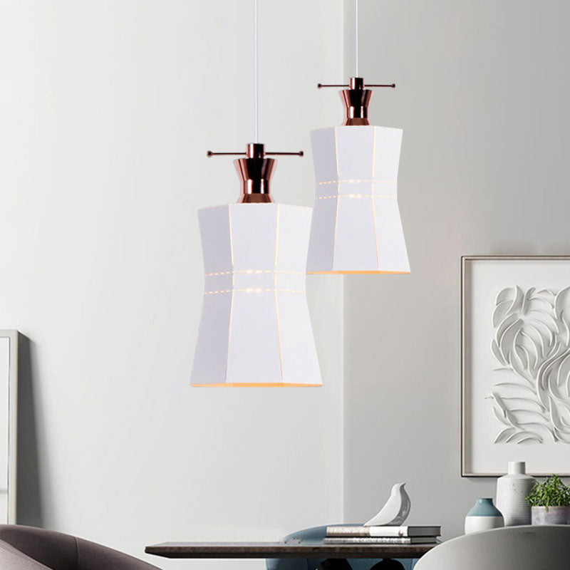 Modern Metal and Wood Pendant Light with Cylinder/Diamond Shade - 1 Light, Black/White