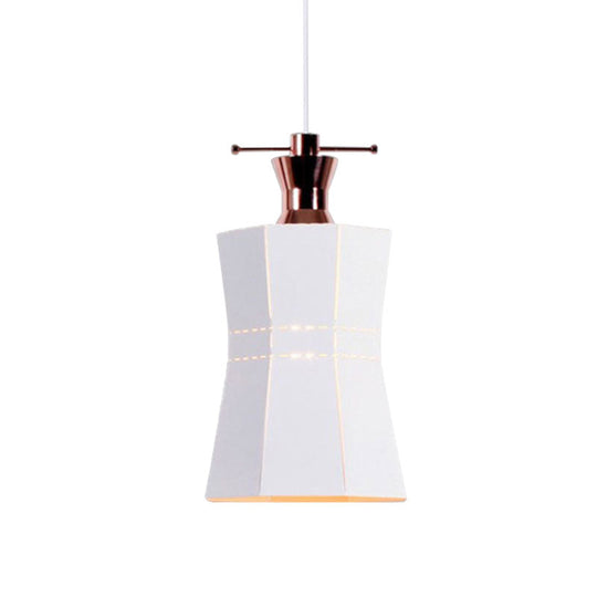 Modern Metal and Wood Pendant Light with Cylinder/Diamond Shade - 1 Light, Black/White
