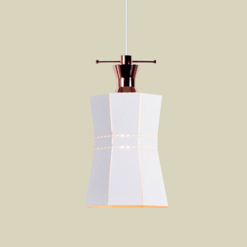 Modern Metal and Wood Pendant Light with Cylinder/Diamond Shade - 1 Light, Black/White