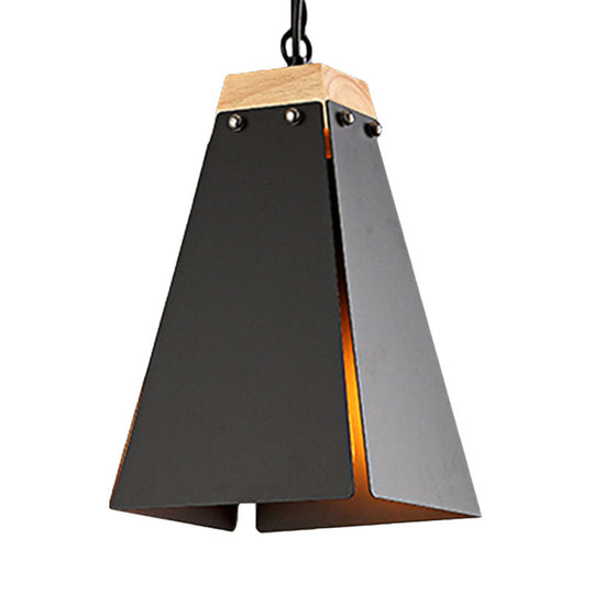 Contemporary Black/White Metal Pyramid Pendant Light - Adjustable Chain, Ideal for Ceilings