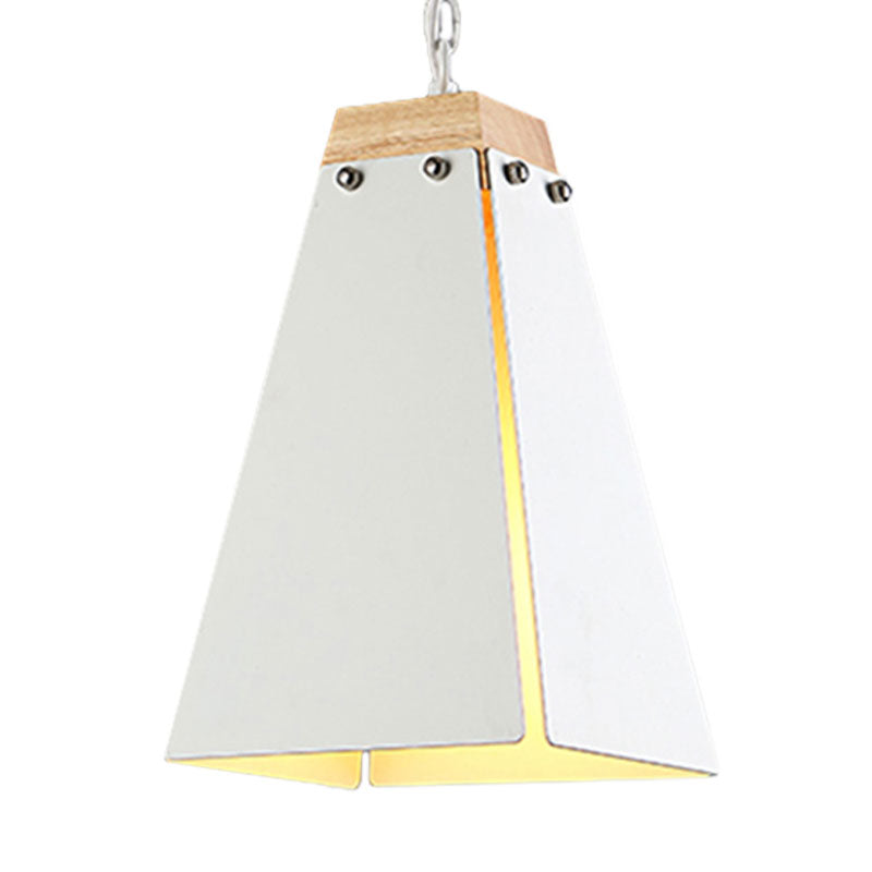 Contemporary Pyramid Pendant Light: Sleek Black/White Metal Ceiling Fixture | Adjustable Chain