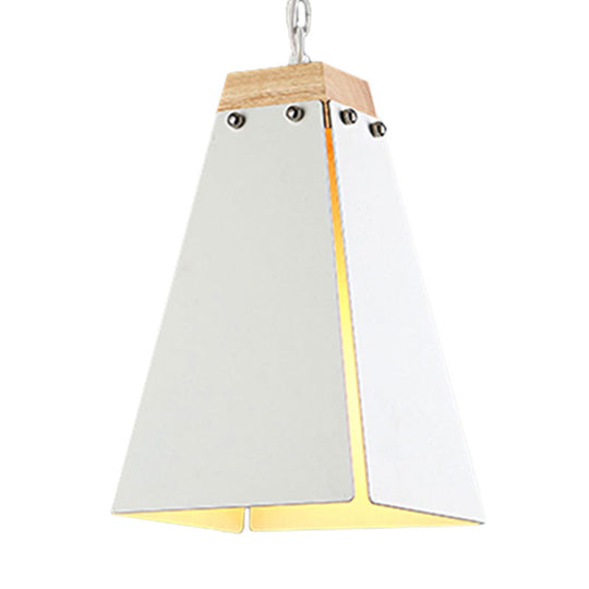 Contemporary Pyramid Pendant Light: Sleek Black/White Metal Ceiling Fixture | Adjustable Chain