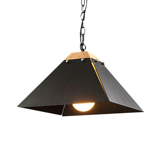 Contemporary Black/White Metal Pyramid Pendant Light - Adjustable Chain, Ideal for Ceilings