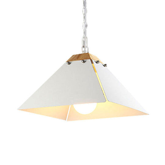Contemporary Black/White Metal Pyramid Pendant Light - Adjustable Chain, Ideal for Ceilings