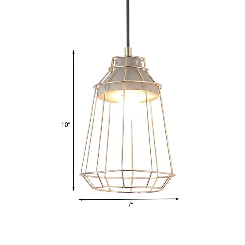 Gold Adjustable Nordic Pendant Light With Caged Design