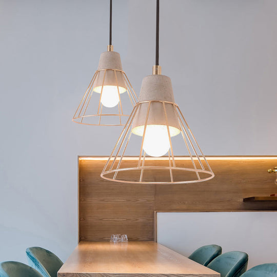 Lampe suspendue en forme de cage de style nordique - Cordon réglable, finition dorée