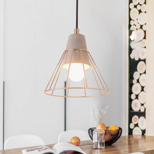 Lampe suspendue en forme de cage de style nordique - Cordon réglable, finition dorée