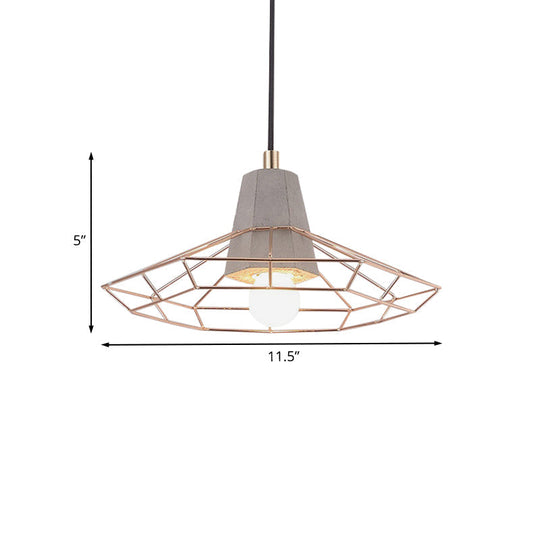 Gold Adjustable Nordic Pendant Light With Caged Design