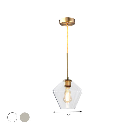 Modern Brass Pendant Light: 4.5/9/12 Wide Glass Shade Hanging Light With Single Lamp Socket - Ideal