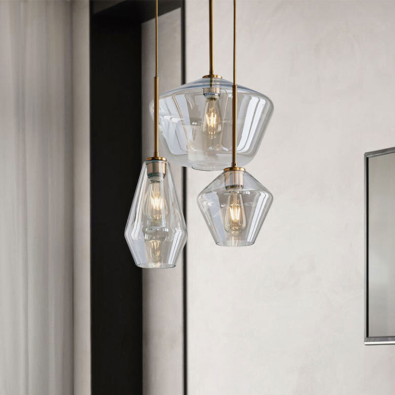 Modern 4.5"/9"/12" Wide Glass Shade Hanging Pendant Light with Brass Lamp Socket - Perfect for Office