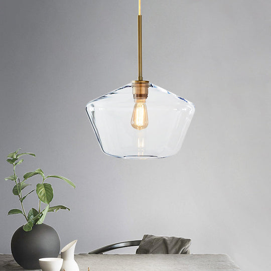 Modern 4.5"/9"/12" Wide Glass Shade Hanging Pendant Light with Brass Lamp Socket - Perfect for Office