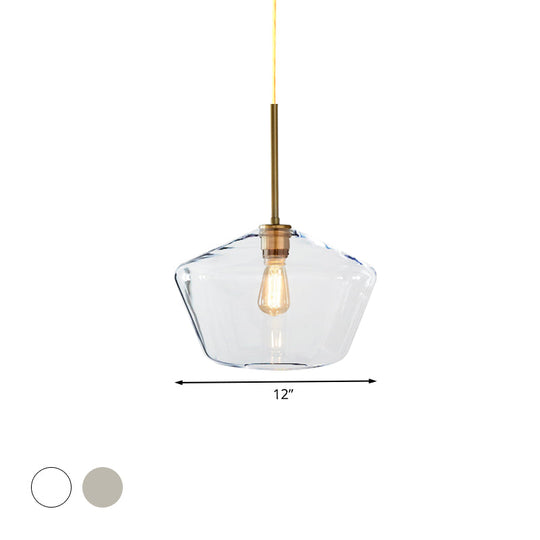Modern 4.5"/9"/12" Wide Glass Shade Hanging Pendant Light with Brass Lamp Socket - Perfect for Office