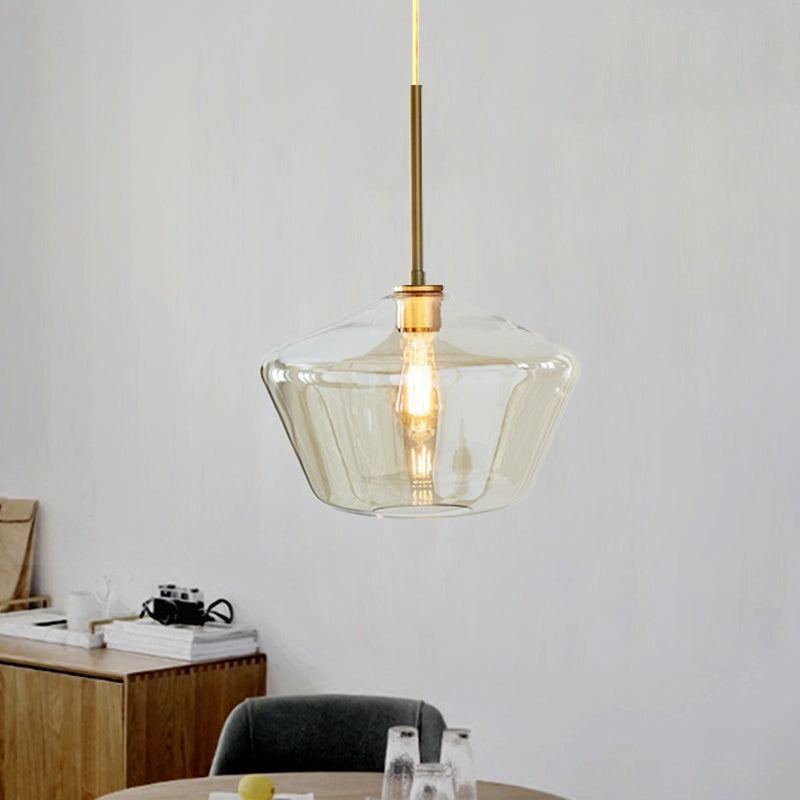 Modern 4.5"/9"/12" Wide Glass Shade Hanging Pendant Light with Brass Lamp Socket - Perfect for Office