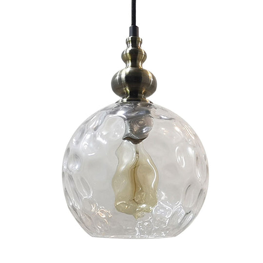 Suspension contemporaine en verre martelé pour cuisine de style boutique - Suspension globe à 1 ampoule