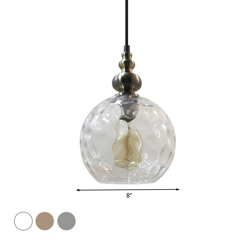 Suspension contemporaine en verre martelé pour cuisine de style boutique - Suspension globe à 1 ampoule