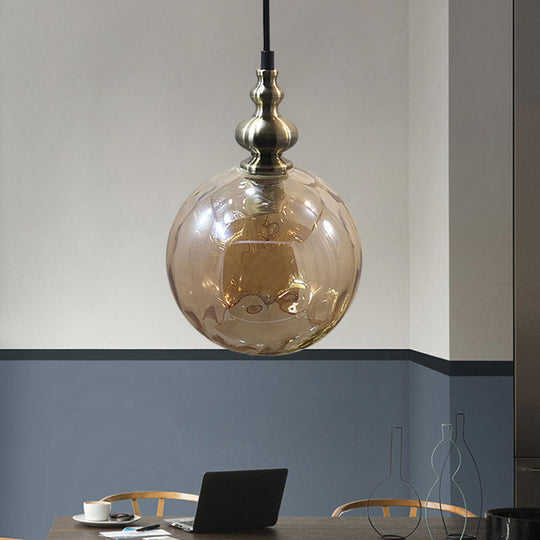 Suspension contemporaine en verre martelé pour cuisine de style boutique - Suspension globe à 1 ampoule