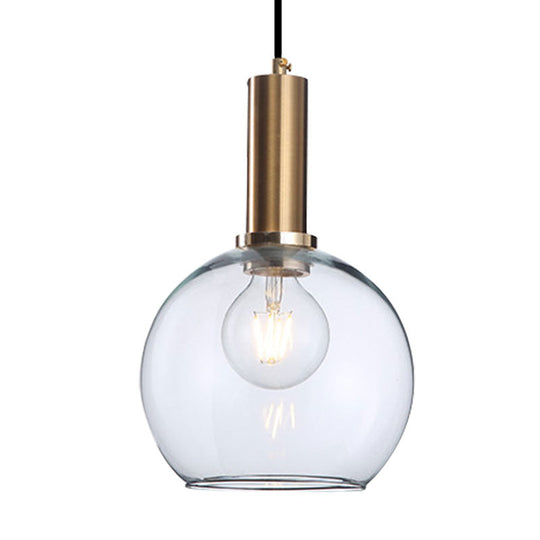Modern Amber/Clear Glass Curved Shade Pendant Light for Living Room with Brass Lamp Socket