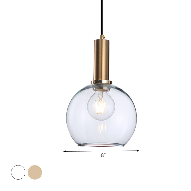Modern Amber/Clear Glass Curved Shade Pendant Light for Living Room with Brass Lamp Socket