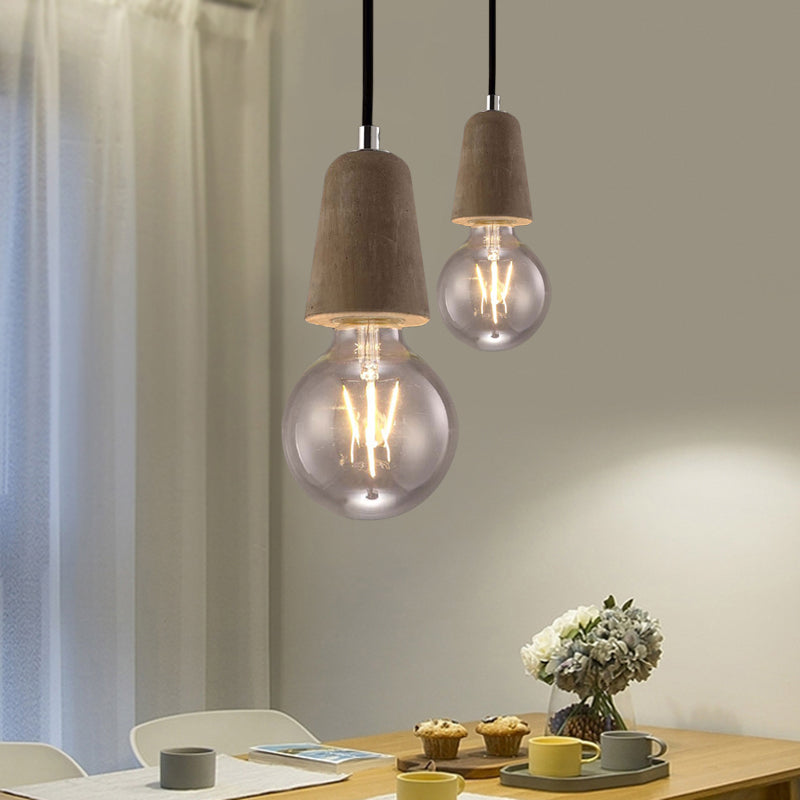 Cement Pendant Lamp - Open Bulb, Minimalist Style, 1-Light, Ideal for Cafes and Restaurants