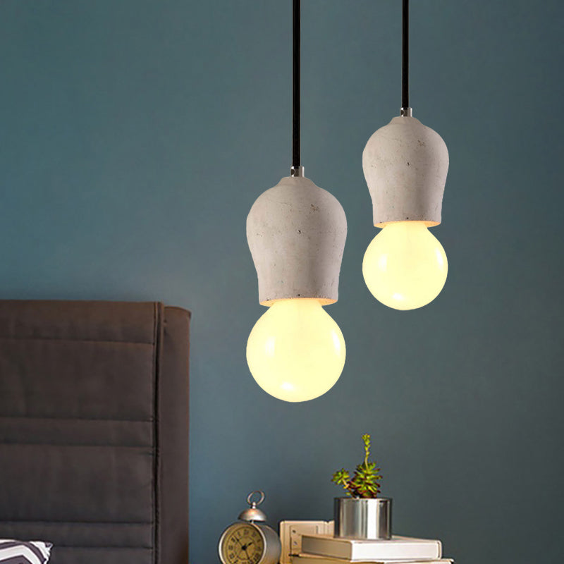 Cement Pendant Lamp - Open Bulb, Minimalist Style, 1-Light, Ideal for Cafes and Restaurants