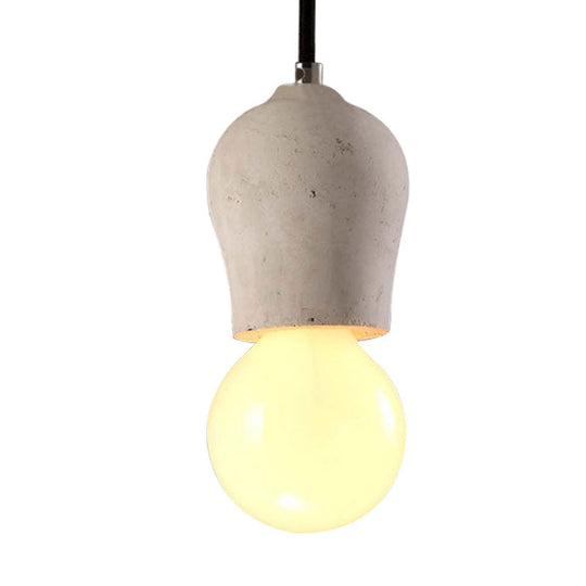 Cement Pendant Lamp - Open Bulb, Minimalist Style, 1-Light, Ideal for Cafes and Restaurants