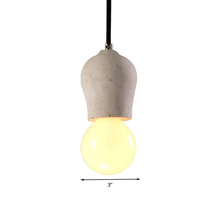 Minimalist Cement Hanging Pendant Light With Open Bulb - Ideal For Cafe And Restaurant