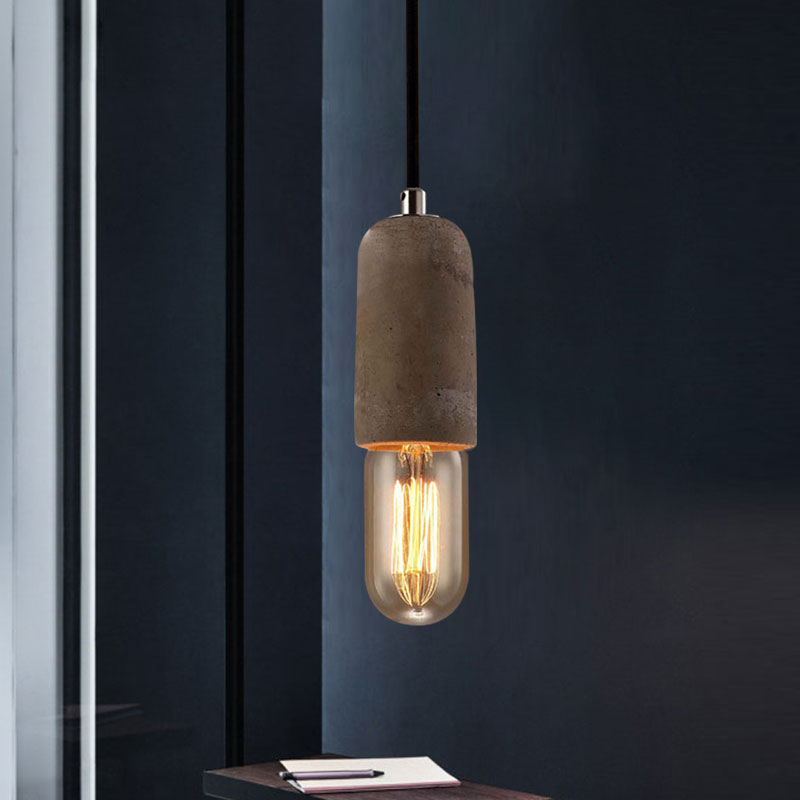 Cement Pendant Lamp - Open Bulb, Minimalist Style, 1-Light, Ideal for Cafes and Restaurants