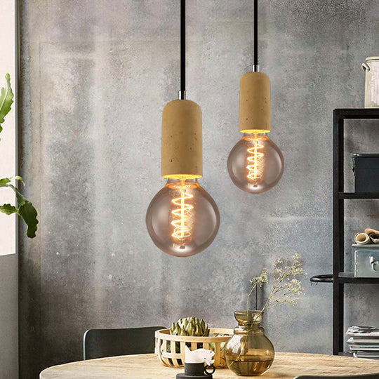 Minimalist Cement Hanging Pendant Light With Open Bulb - Ideal For Cafe And Restaurant Yellow / C