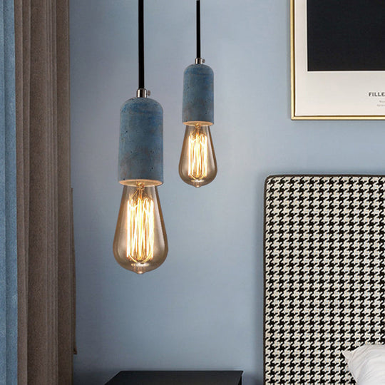 Minimalist Cement Hanging Pendant Light With Open Bulb - Ideal For Cafe And Restaurant