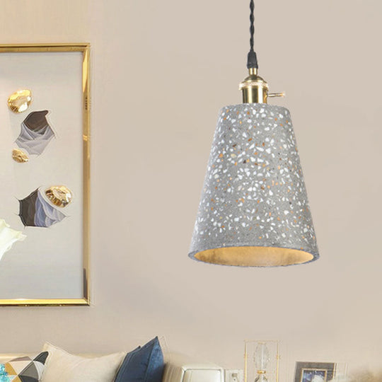 Contemporary Cement Pendant Ceiling Light: Tapered Shade Hanging Light for Cafes